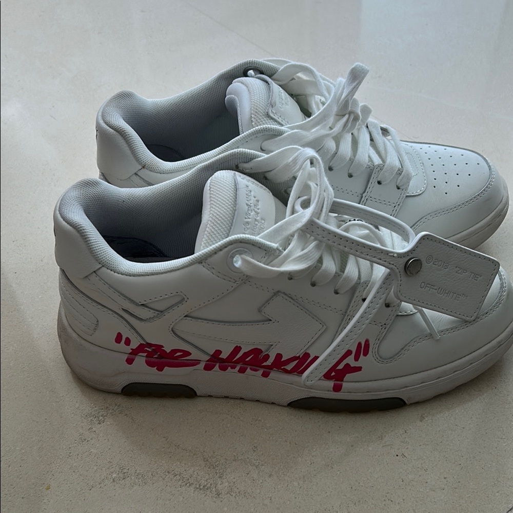 Off-White White Sneakers with Pink Accents